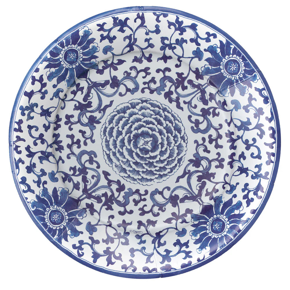 Caspari Indigo Garden Blue/White Paper Plates
