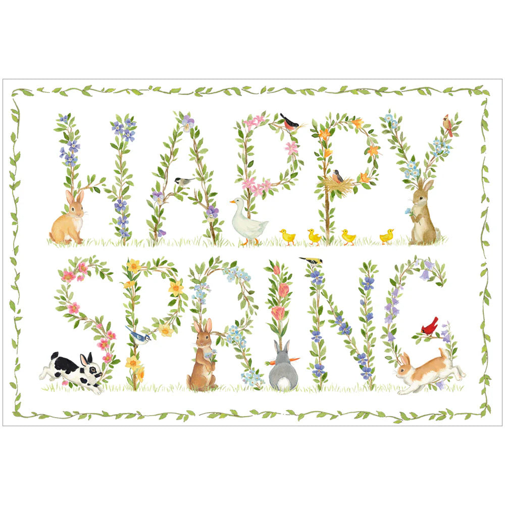 Caspari Happy Spring Animals Easter Greeting Card