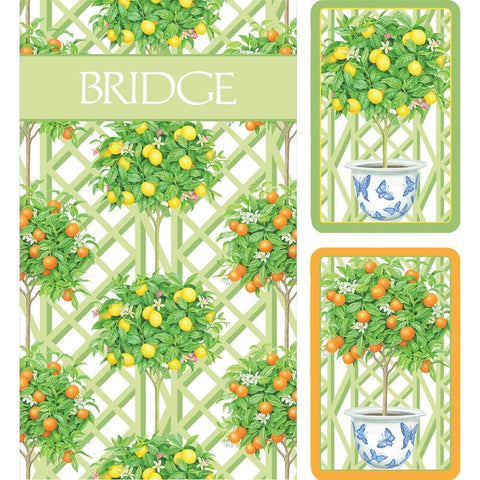 Caspari Bridge Gift Set - Citrus Topiaries