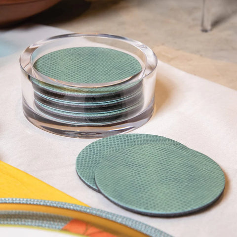 Caspari Clear with Gold Rim Wine Coaster