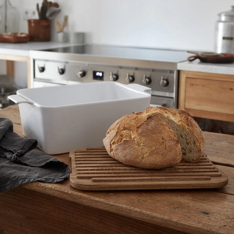 Casafina Ensemble Gift Rectangular Bread Box with Oak Wood Lid 40cm