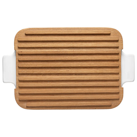 Casafina Ensemble Gift Rectangular Bread Box with Oak Wood Lid 40cm
