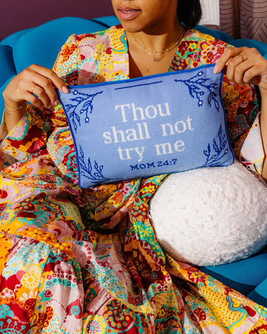 Furbish Try Me Needlepoint Pillow