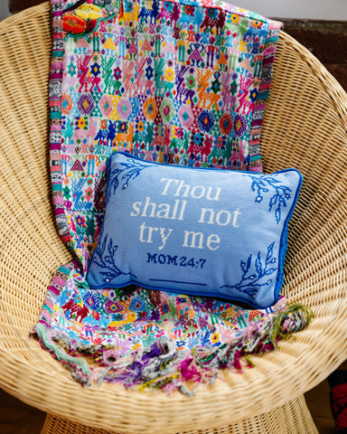 Furbish Try Me Needlepoint Pillow