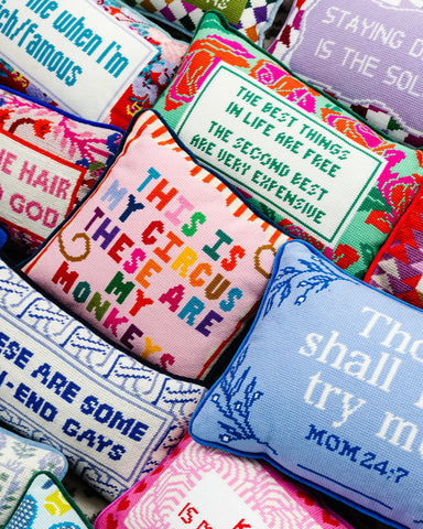 Furbish My Circus Needlepoint Pillow