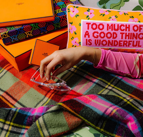 Furbish Too Much Needlepoint Pillow