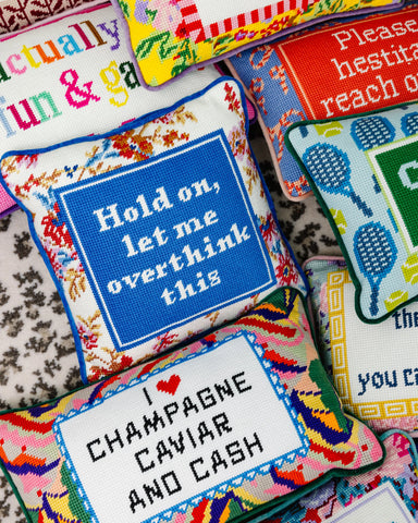 Furbish Overthink Needlepoint Pillow