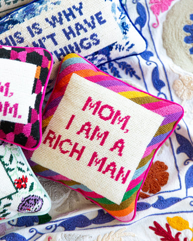 Furbish Rich Man Needlepoint Pillow