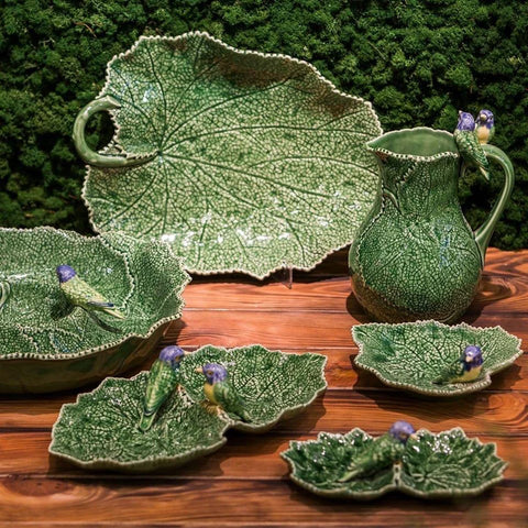 Bordallo Pinheiro Cineraria Leaf Blue Bird Pitcher 1.8L