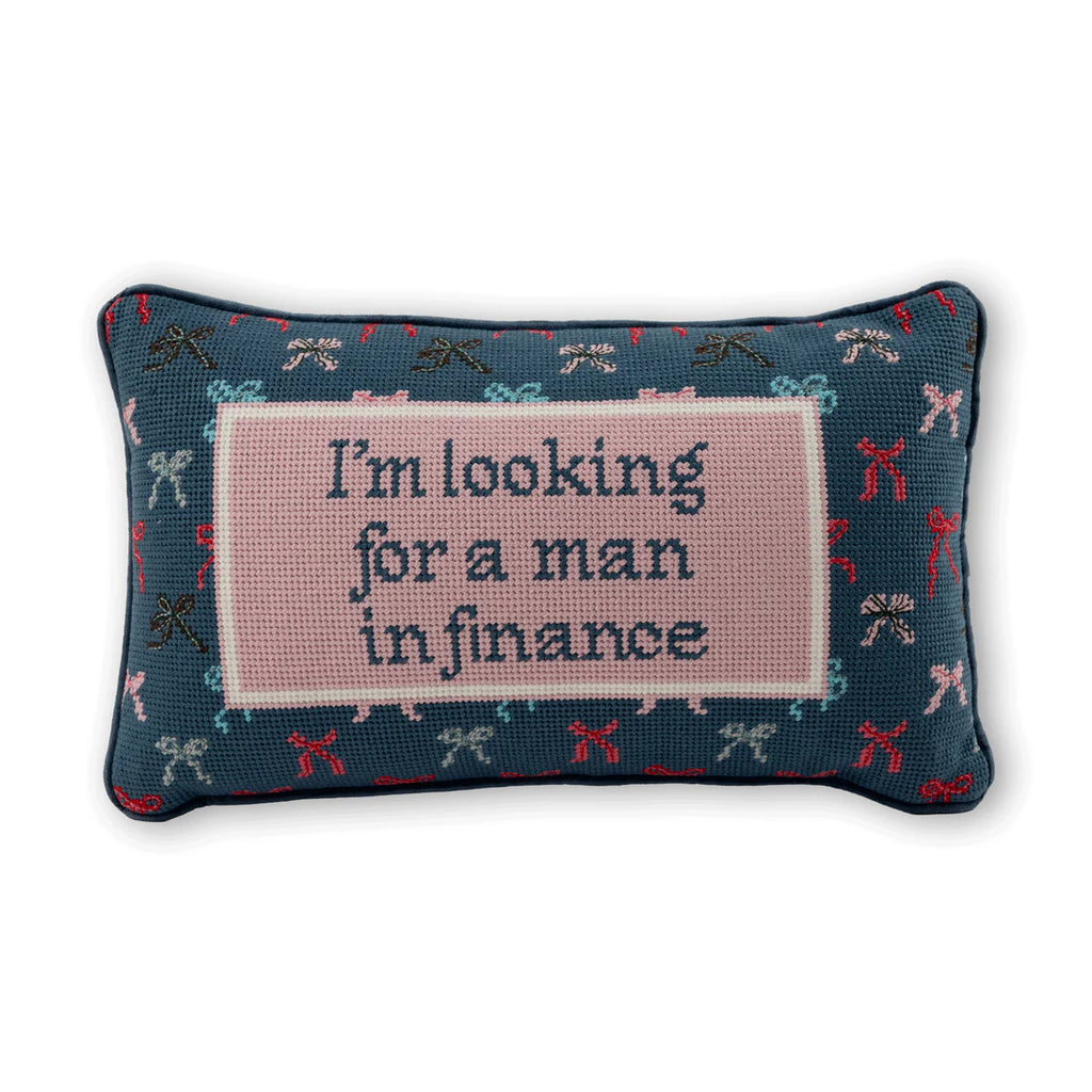 Furbish Man In Finance Needlepoint Pillow
