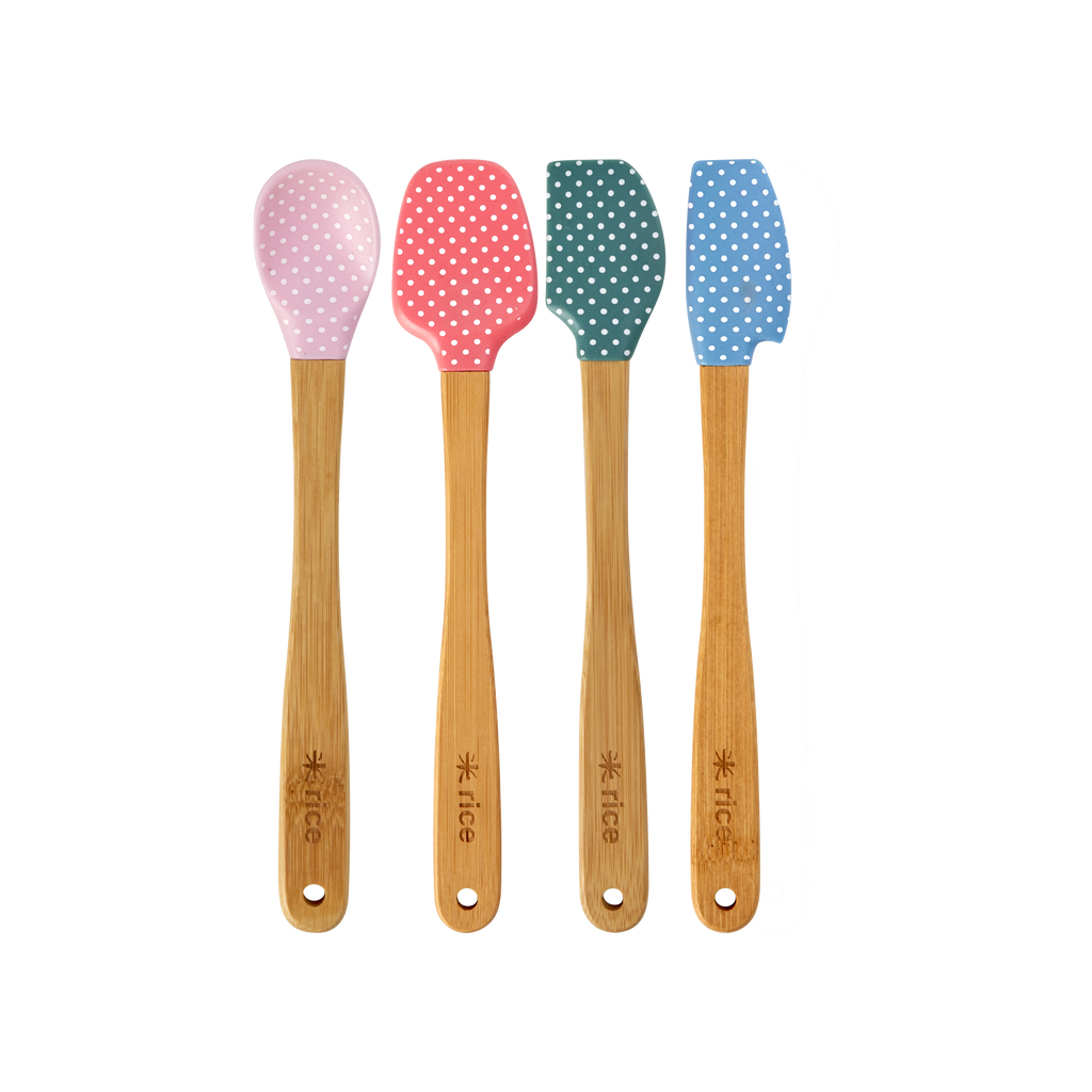 Rice Silicone Scrapers with Bamboo Handle (Set of 4)