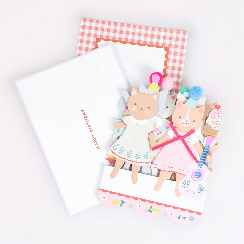 Meri Meri Kitten Club Concertina Birthday Card.
