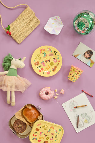 Rice Unicorn Love Print Melamine Round Side Plate