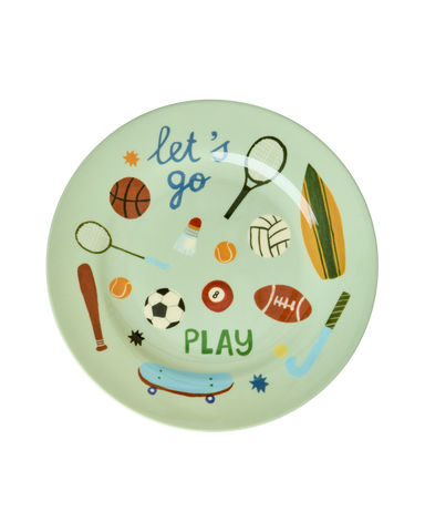 Rice Sports Print Melamine Round Plate