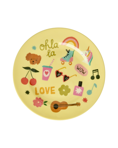 Rice Unicorn Love Print Melamine Round Side Plate