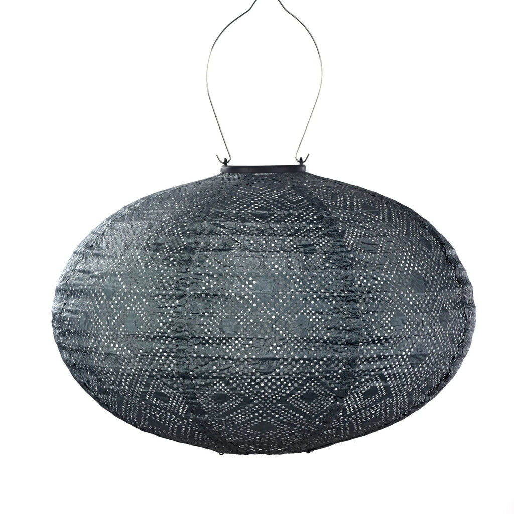 Lumiz Mosaic Grey Blue Oval LED Solar Lantern