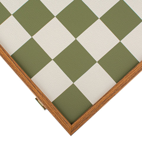 Manopoulos - Bauhaus Style Green & White Chess Set - 40x40cm with 8.5cm King Chessmen
