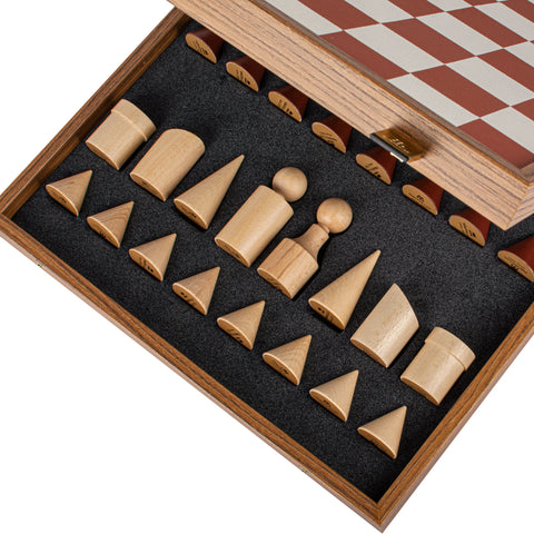 Manopoulos - Bauhaus Style Terracotta & White Chess Set - 40x40cm with 8.5cm King Chessmen