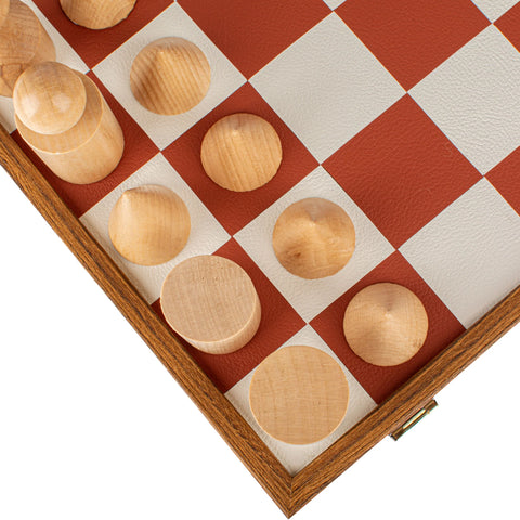 Manopoulos - Bauhaus Style Terracotta & White Chess Set - 40x40cm with 8.5cm King Chessmen
