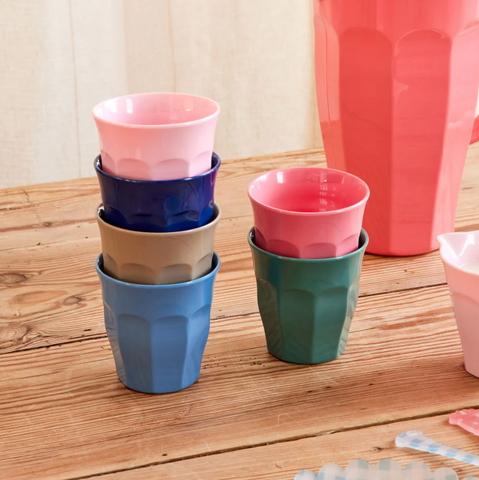 Rice Melamine Set of 6 Cups - 'A New York Minute' Colors - 160ml
