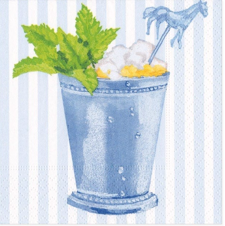 Caspari Mint Julep Paper Cocktail Napkins in Blue