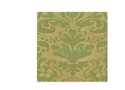Caspari Palazzo Paper Cocktail Napkins in Moss Green