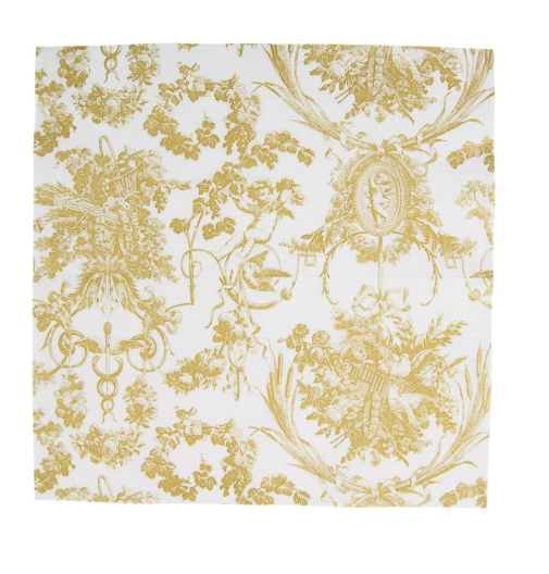 Caspari Romantic Toile Gold Napkins