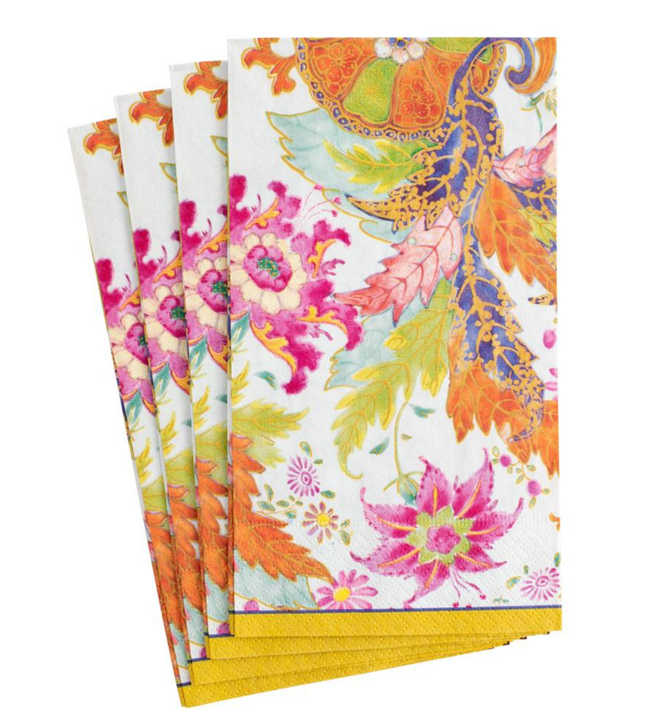 Caspari Tobacco Leaf Ivory Guest Towel