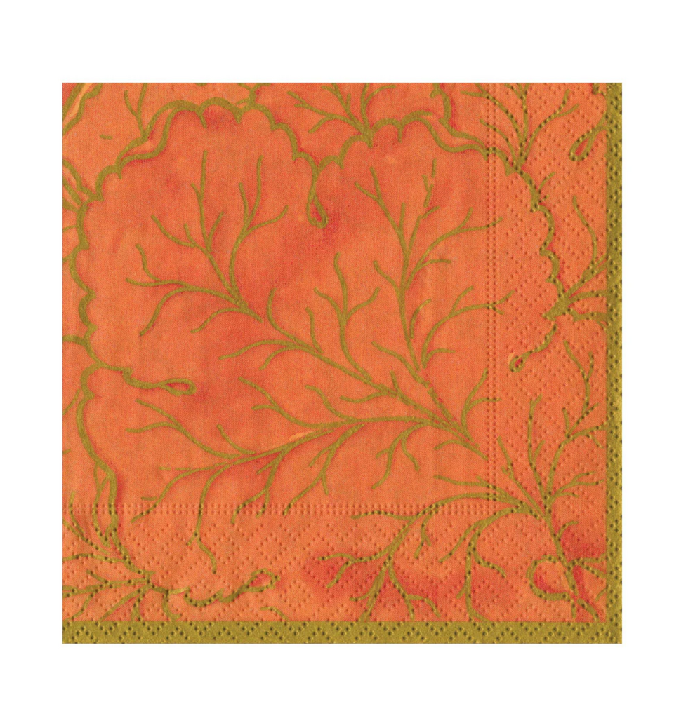 Caspari Gilded Majolica Coral Luncheon Napkins