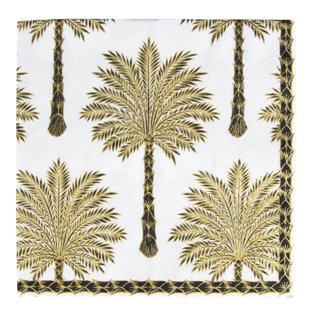 Caspari Grand Palms Black Napkin Luncheon