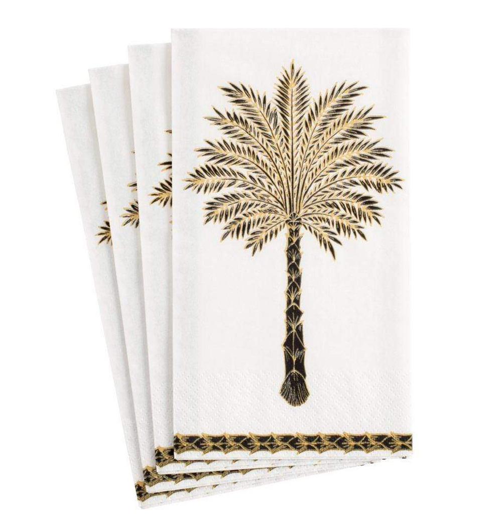 Caspari Grand Palms Black Guest Towel