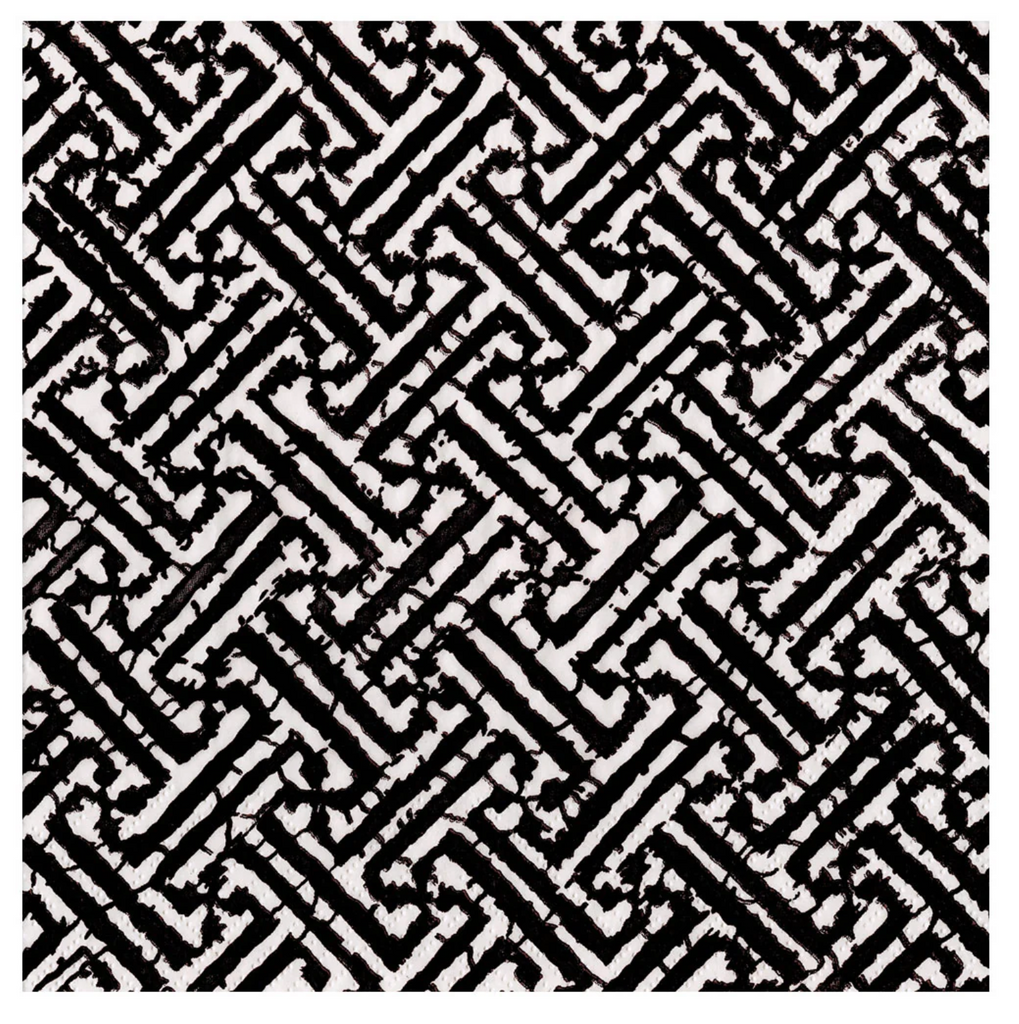 Caspari Fretwork Black Dinner Napkin