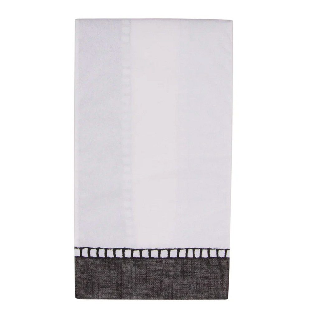 Caspari Linen Border Black Guest Towel