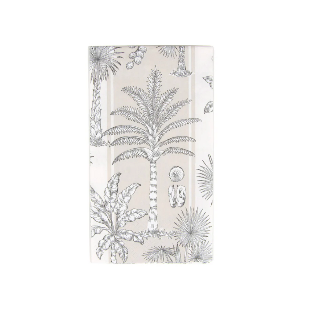 Caspari Southern Palms Flax/White Guest Towel