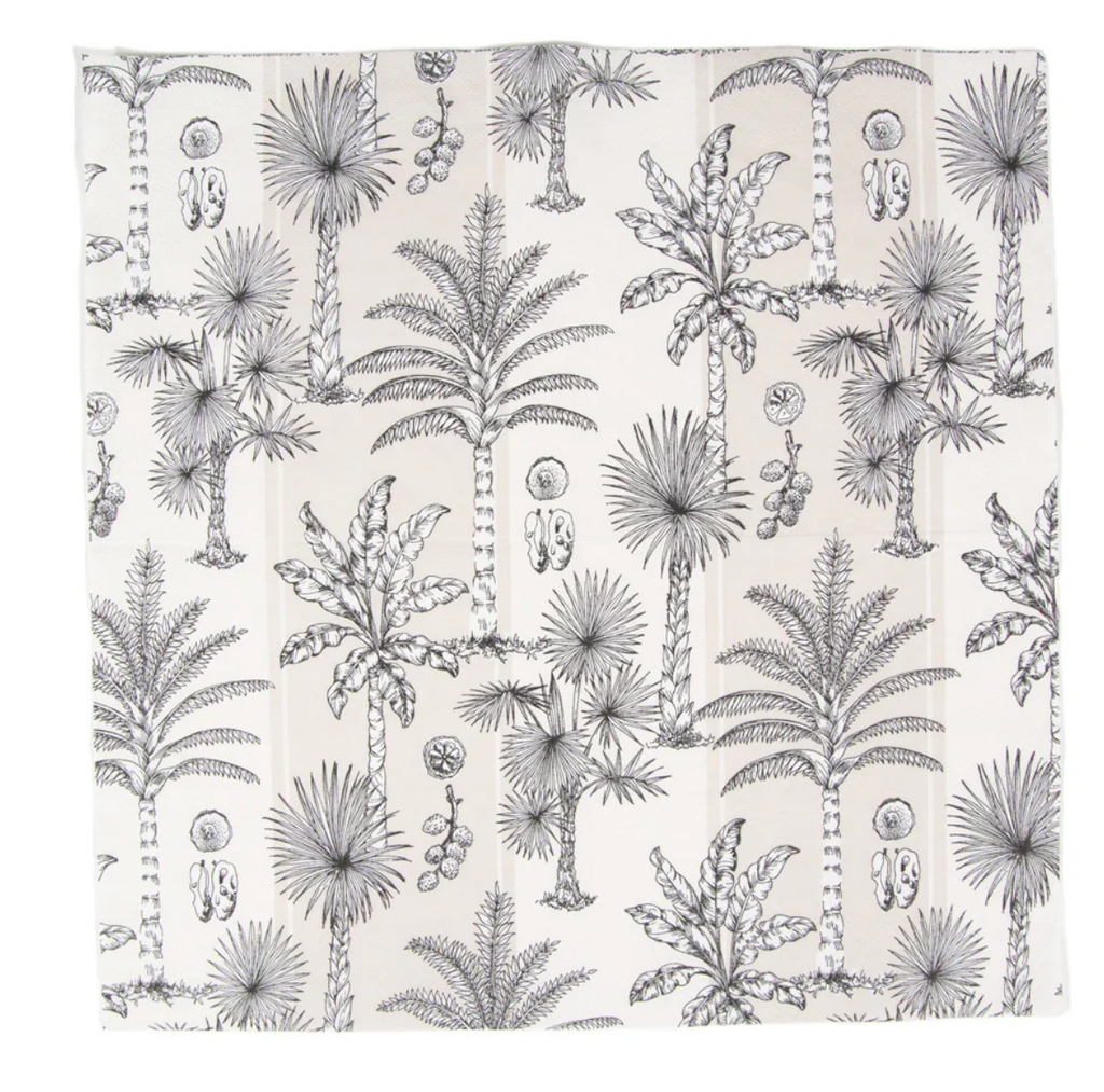 Caspari Southern Palms Flax/White Napkin Luncheon