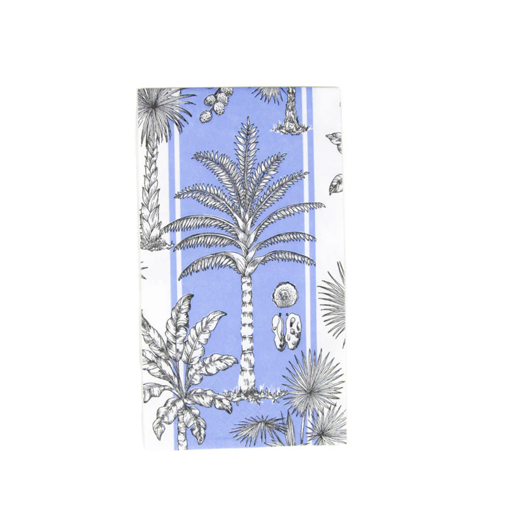 Caspari Southern Palms Blue/White Guest Towel