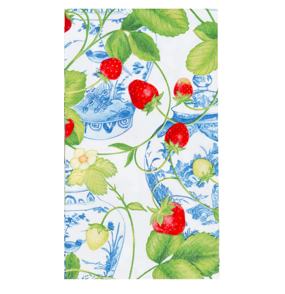 Caspari Strawberries And Cream Guest Towel