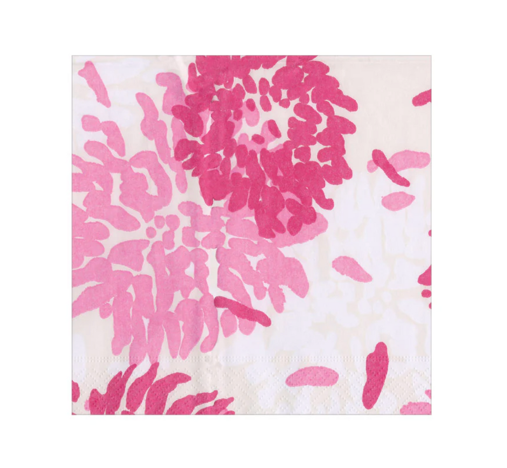 Caspari Chrysanthemum Raspberry Cocktail Napkin