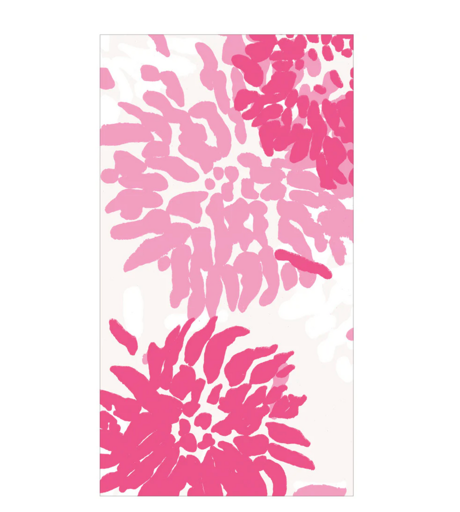 Caspari Chrysanthemum Raspberry Guest Towel
