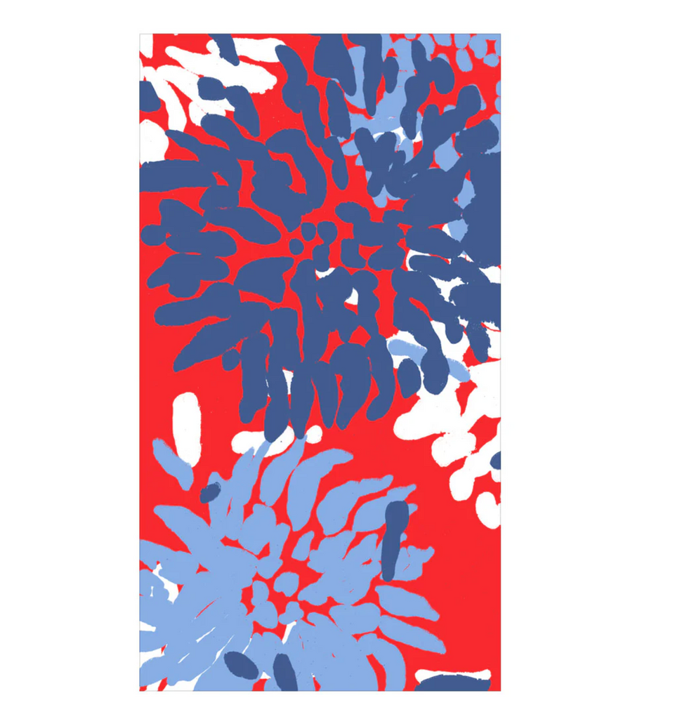 Caspari Chrysanthemum Red/White/Blue Guest Towel