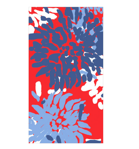 Caspari Chrysanthemum Red/White/Blue Guest Towel