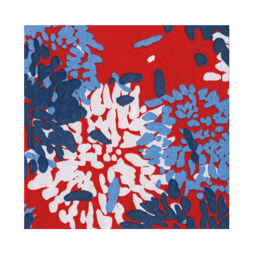 Caspari Chrysanthemum Red/White/Blue Napkin Luncheon