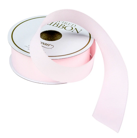 Caspari Grosgrain Powder Pink Narrow Ribbon, 8 Yards