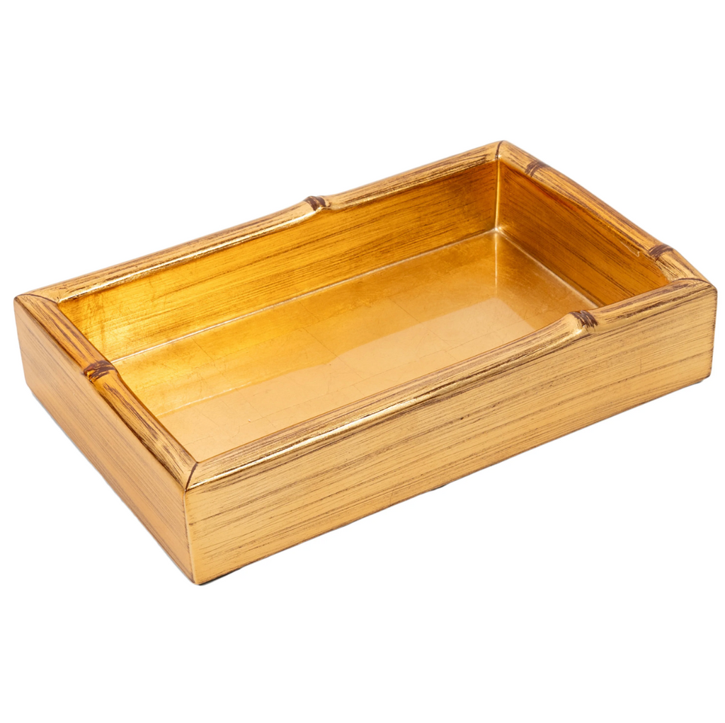 Caspari Gold Leaf Bamboo Edge Lacquer Guest Towel Holder