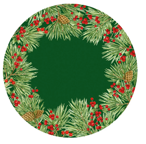 Caspari Evergreen And Berries Paper Placemats