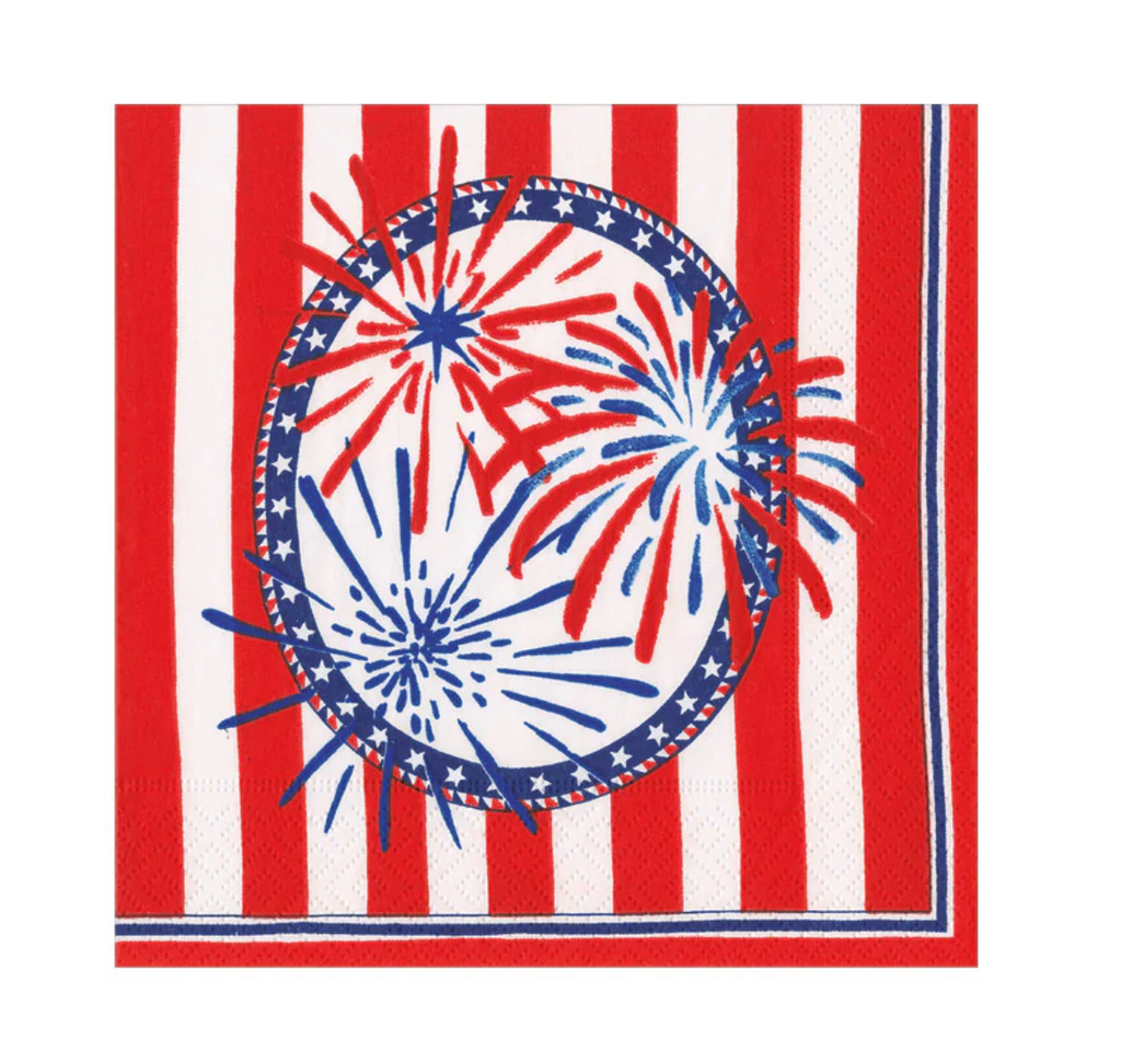 Caspari Stars, Stripes and Sparks Cocktail Napkin