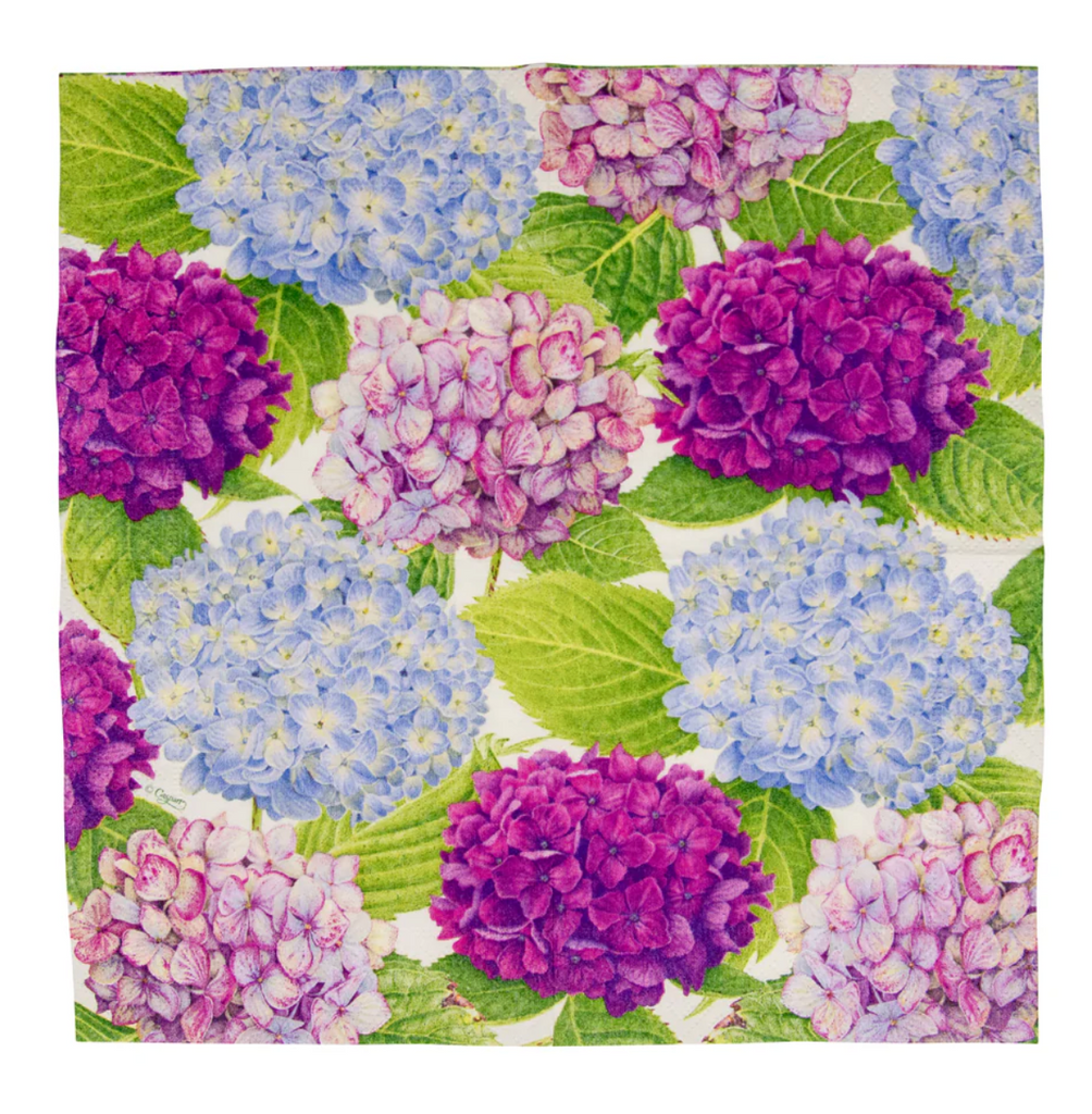 Caspari Hydrangea Garden Blue Napkin