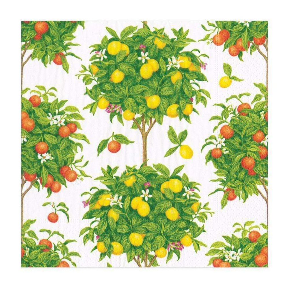 Caspari Citrus Topiaries White Napkin
