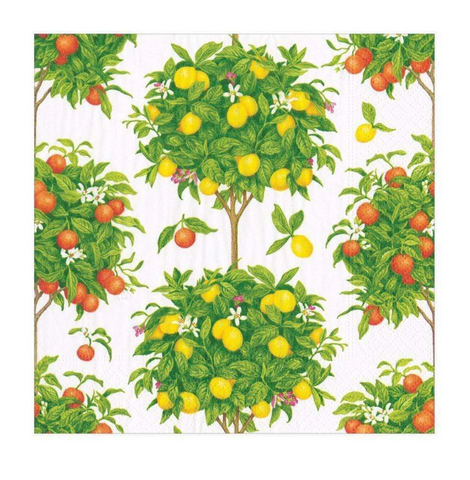 Caspari Citrus Topiaries White Napkin