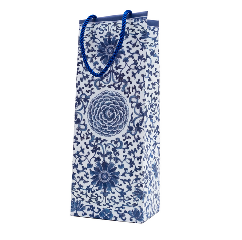 Caspari Indigo Garden Blue/White Gift Bag